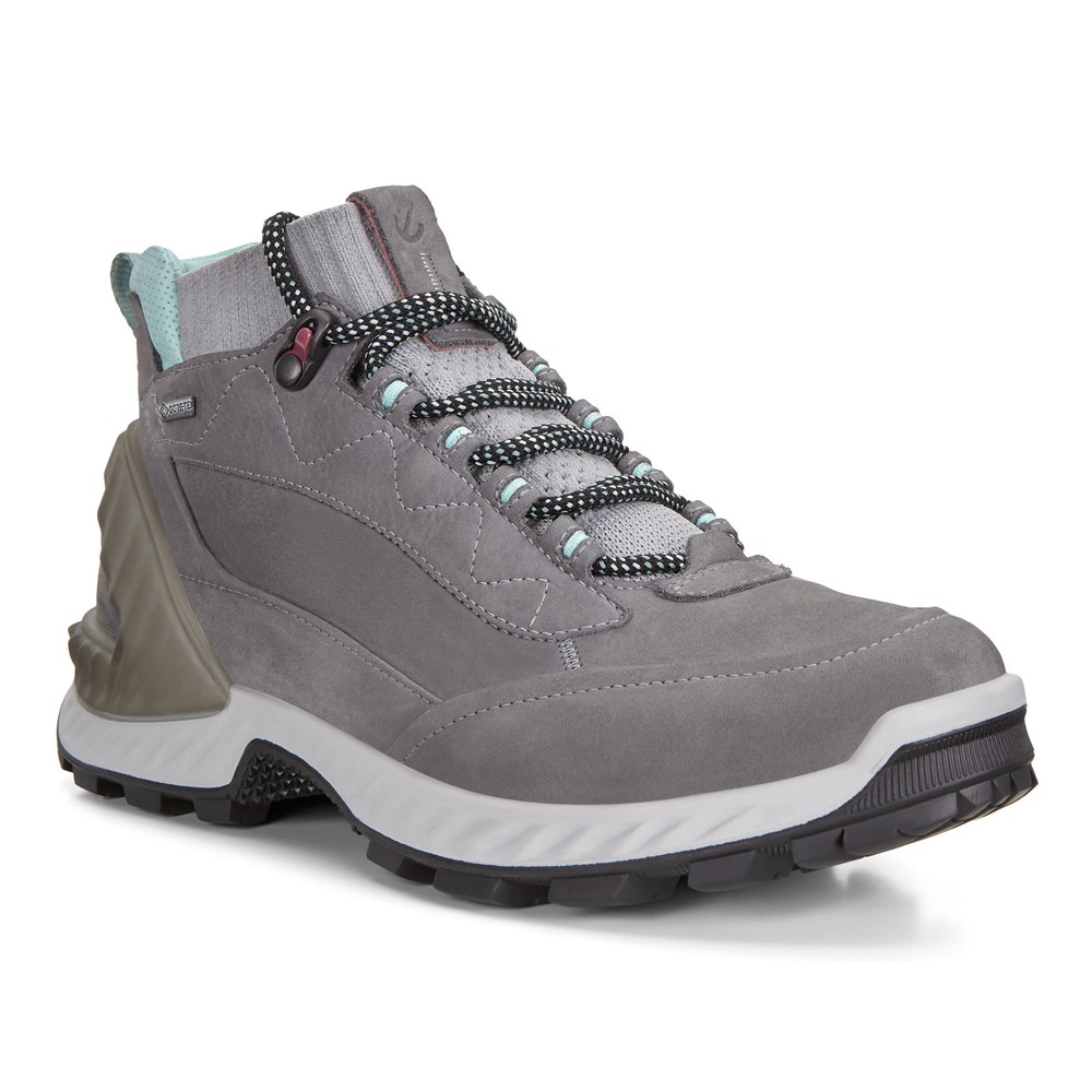 Tenis De Montaña Mujer - ECCO Exohike Mid Gtx - Grises Oscuro - LEU906374